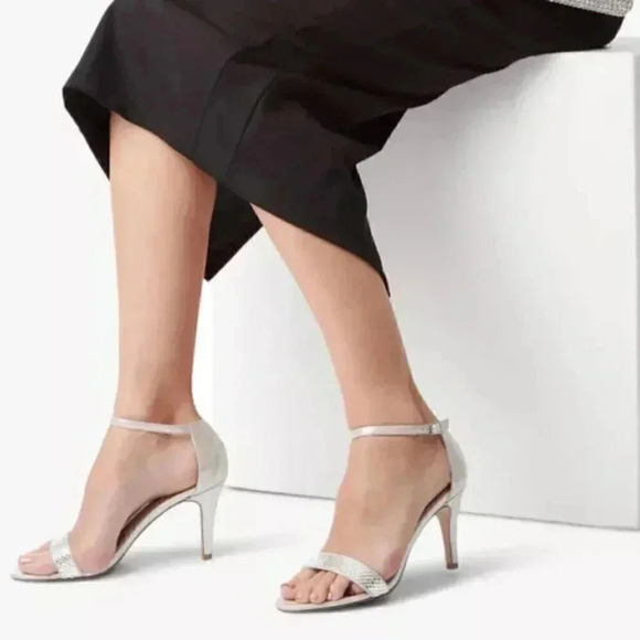 Carvela  Stiletto Heel Sandals Silver Metallic Sling back Size 37 - Picture 2 of 15